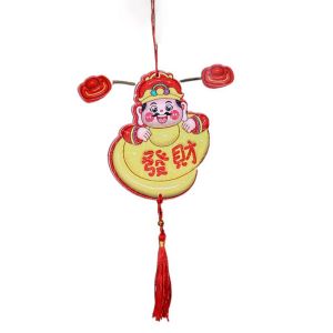 YOUTH HOME Self-adhesive God of Wealth Fridge Stickers 3D Chinese Style Spring Festival High-end Cartoon Shaking Head God Pendant Door Decor
