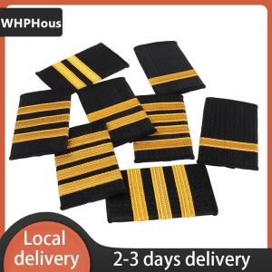 [COD] WHPHous Ship within 24 hours 1Pair Epaulettes Professional Pilot Uniform Epaulets Stripe Shoulder Badges
