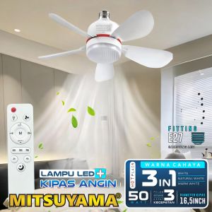 Lampu LED + Kipas Angin 5 Baling Mitsuyama 50W MS-9850FFL 1360Lumen E27