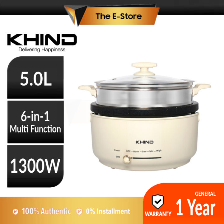 Khind 5.0L Multi Cooker with Steamer MC5001 Steam Tray Periuk Pelbagai Guna Steamboat Food Steamer BBQ Grill Hot Pot Stir Fryer Stew Cooker Murah Boiler Hotpot Deep Fryer Lazada