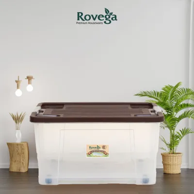 Rovega Kotak Kontainer Plastik Premium dengan 4 Roda 70 Liter BS70