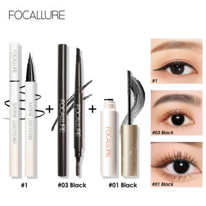FOCALLURE 3PCS Eye Makeup Including Eyeliner Eyebrow Pencil Mascara