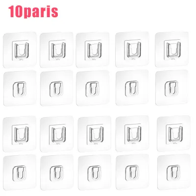 Hàng sẵn có 5 cái/10 cái móc treo tường dính hai mặt móc trong suốt đa năng Mũ quần áo chống thấm nước Móc treo khăn móc cửa tắm nhà bếp