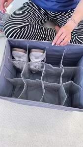 [Free Shipping] Transparent Visible Fabric Multifunctional Storage Shoe With Compartments For Shoe Storage