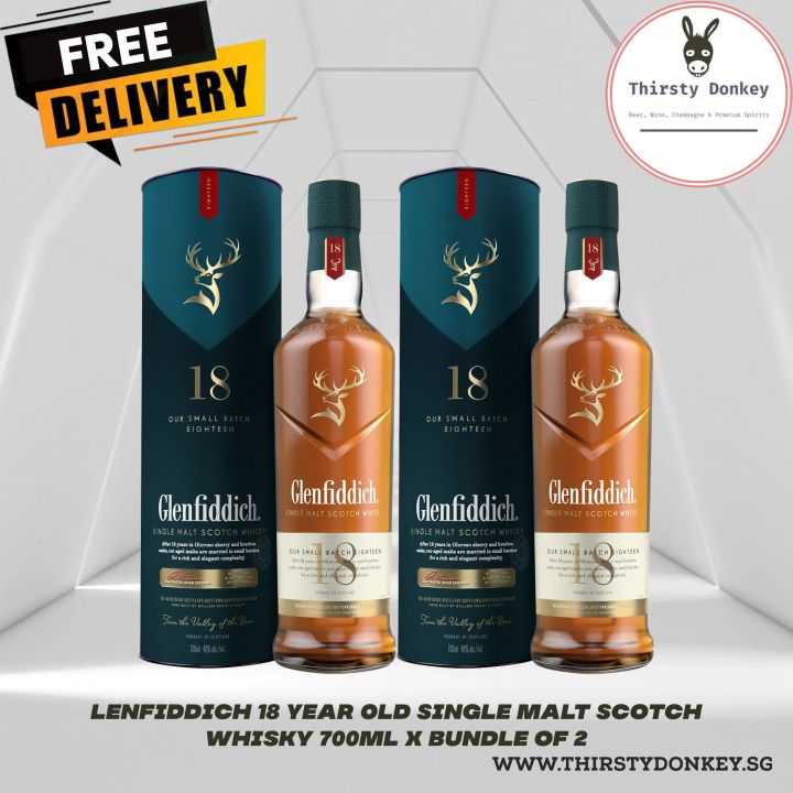 Glenfiddich 18 Years Old Single Malt Scotch Whisky 700ml (Bundle of 2)