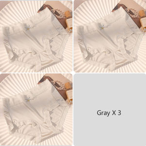 【3Pcs/Pack!】MeooLiisy Seamless Satin Ice Silk Underwear Girl Mid-waist Briefs Big Size Breathable Panties Lady