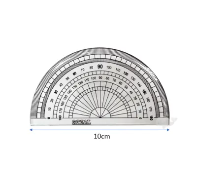 Plastic Protractor 180 degrees Semi/Half-Circle