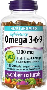 Dầu cá Omega 3-6-9 EPA/DHA 1200mg Webber Naturals 180 viên