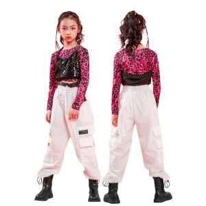 Lolanta Girls Hip Hop Street Dance Costume Long Sleeve Crop Top Jogger Pants Daily Casual Outfit 4-16 Years
