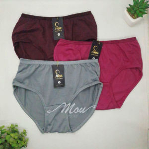 MOU 12pcs 6pcs 3pcs Celana Dalam Wanita Dewasa Jumbo Katun Lembut Kekinian Warna Gelap / CD Wanita