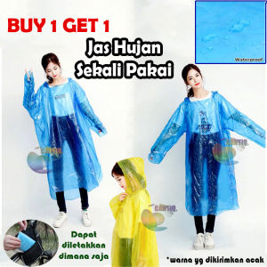 WArna Acak - iCantiq BELI 1 GRATIS 1 Jas Hujan Plastik Sekali Pakai Jas Hujan Darurat Jas Hujan Transparan Disposable Raincoat Perlengkapan Hujan Jas Hujan Pria Wanita Jas Hujan Murah Jaket Hujan Jas Hujan Praktis