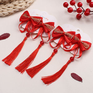 Junyeh 2PCS Childrens Tassel Hairpin New Years Chinese Style Princess Butterfly Hair Accessories Bobby Pin CNY Gifts For Baby Girl