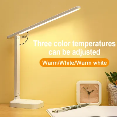 OOKAS Desk lamp Chargeable Lamp 3 Color Stepless Dimmable table Desk Touch Foldable Table Lamp Bedside Reading Eye Protection Night Light USB Chargeable