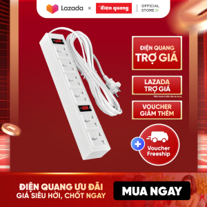 Ổ cắm điện đa năng Điện Quang ĐQ 003A-04 (6 lỗ 3 chấu) công suất 2500w tự ngắt khi quá tải BH 12 tháng