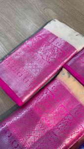 NEW ARRIVAL KANCHI ORGANZA JACQUARD SAREE WITH EMBROIDERY SEQUENCE WORK ALL OVER THE SAREE WITH TASSELS WORK