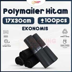 POLYMAILER UKURAN 17X30 HITAM GLOSSY PLASTIK ONLINE SHOP