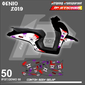 GENIO (COD) STIKER STRIPING MOTOR HONDA GENIO TAHUN 2019 - LIST SIMPLE DESAIN RACING IP PROJECT HOLOGRAM DAN TRANSPARAN IP.KODE 50