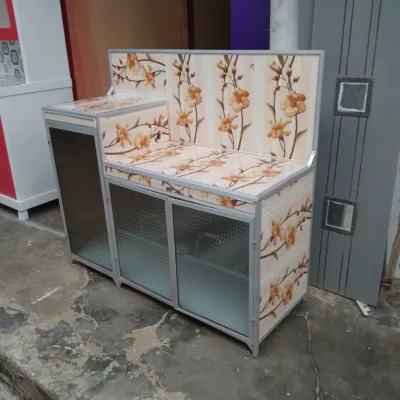 Rak piring/Rak Kompor Kaca Undak 3Pintu Bawah Keramik