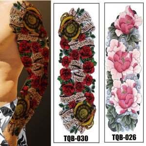 Mens Waterproof Temporary Tattoos Stickers Dragon Wolf Lion Geometric Pattern Arm Sleeve Fake Tattoo for Party Festival Rave h260819