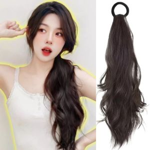 BAIXL Korean Hair Band Long Wavy Ponytail Elastics Hair Ties Fasion Pony Tail Hairpiece Hair Accessories Hair Extension Synthetic Ponytail Wig Girls