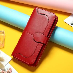 (Bisa COD) Dompet Wanita 2022 Fashion Baru Dompet Koin Panjang Warna Solid Tas Genggam Tas Multi-Kartu Dompet Saku Ritsleting Gesper dompet Gratis Shipp