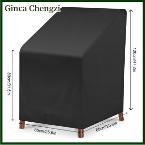 Ginca Không thấm nước vườn ghế bao gồm 210D Oxford vải ngoài trời Stackable Ghế Bảo vệ UV kháng Đen đồ nội thất Bìa