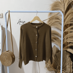 Kaela Cardigan Rajut Basic Kancing Gold | Button Knit Basic Elegan | Rajut Tebal Stylish | Cardigan Viral | Rajut Premium | Atasan Wanita Rajut | Fashion Wanita
