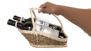 ตะกร้าใส่ขวดคู่ กระเช้าไว้น์คู่ กระเช้าของขวัญ ตะกร้าไวน์คู่ ที่ใส่ขวดไวน์ ตะกร้าใส่ไวน์ ตะกร้าของขวัญ ของฝาก Valentine ใช้ใส่ขวดให้ของ