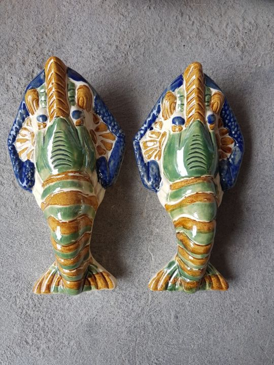 chậu/bình gốm sứ con tôm treo tường