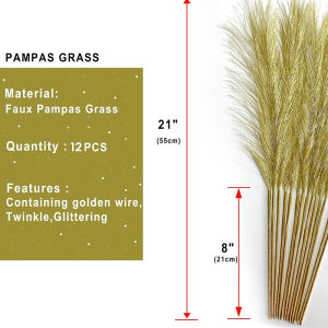 12pcs Gradient Color Artificial Pampas Grass 56cm Large and Fluffy No Shedding for Home Office Wedding and Events Decor Fake Pampas Stems for Floor Vase Filler Living Room