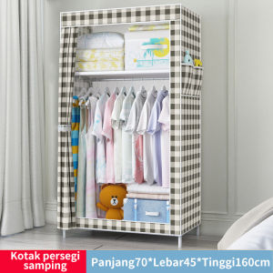 LG Lemari Pakaian Kain Portable Dengan Penutup Dan Ritsleting Lemari Kain Plastik Portable Import 2 Sisi Bukaan Keatas