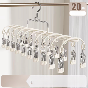 ✨Multifunctional Stainless Steel 20 Clip Sock Drying Rack / Multifunctional Household Adaptation Socks And Underwear Drying / Space Saving And Rust-proof