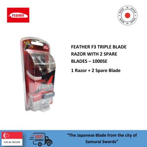 FEATHER F3 TRIPLE BLADE RAZOR WITH 2 SPARE BLADES – 1000SE