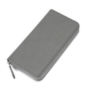 AE Japanese-style cross-pattern zipper mens clutch wallet Large-capacity long leather wallet for men and women