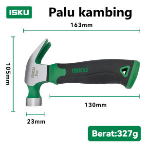 ISKU Palu Kambing Claw Hammer 8oz 16oz Gagang Fiber Anti Slip Martil Besi Cabut Paku