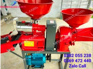 Máy xát gạo nghiền bột mini gia đình 3 cấp rung lọc sạn