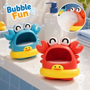 Kids Bath Bubble Maker Cartoon Crab Shark Bubble Blower Bathtub Shower Water Toy Set