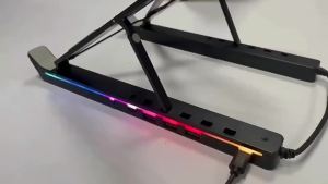 4in1 Laptop Stand with USB Charging RGB Aluminum Alloy Lighting Adjustable Heat Dissipation Stand for Notebook