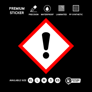 GHS Exclamation Mark Sticker Safety Label | Chemical Hazard Warning Sign | Workplace Compliance PPE Notice