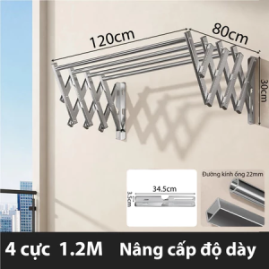 Inox 304 Giàn Phơi Thông Minh Cây Phơi Quần Áo Gấp Gọn Giàn Phơi Quần Áo Gắn Tường