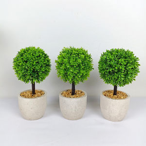 Tanaman Hias Pot Bunga Bonsai Daun Bulat Ornamen Artificial Dekorasi Hiasan Rumah COD PBP199