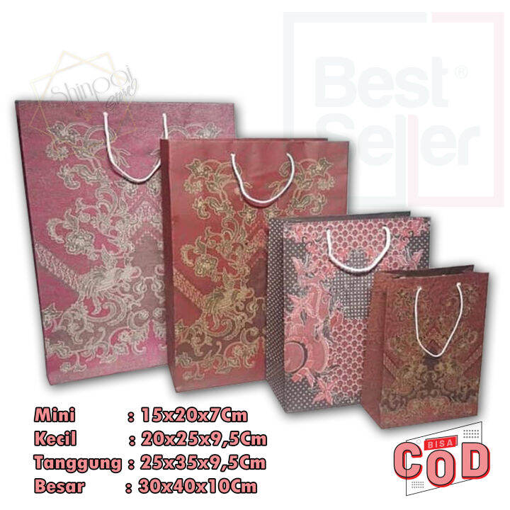 1 Lusin 12 Pcs / Size 20x30x9,5cm / Tas Kertas Batik Souvenir Gift ...