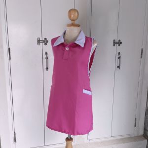 เอี๊ยมกันเปื้อนสไตล์แม่บ้านญี่ปุ่น แต่งปกมีกระเป๋า ผ้ากันเปื้อน2ด้าน