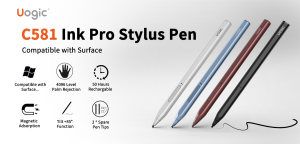 【C581S】Uogic Stylus Pen for Microsoft Surface Slim & Lightweight 4096 Pressure Sensitivity Tilt & Palm Rejection Quick Charge Flex & Soft HB Tip Compatible with Surface Pro/Go/Book/Studio/Laptop