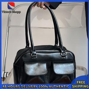 Vktech Casual Large Leather Tote Bag for Women with Stylish Design and Ample Space for Daily Essentials in Light Beige Color