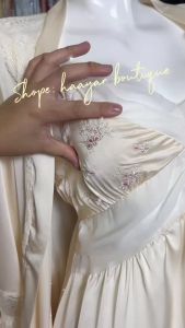 HT852 Set váy ngủ và áo choàng LYLY tay loe sang chảnh kèm ĐỆM LÓT dáng xoè tôn dáng HT852