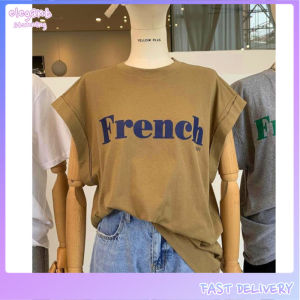 elegantstunning Women T-shirt Letter Printing Round Collar Short-sleeved Drop-shoulder Shirt Loose Student Pullover Top