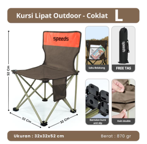 SPEEDS Kursi Lipat Outdoor Kursi Piknik Portable Foldable Camping Chair 031-14 COKELAT