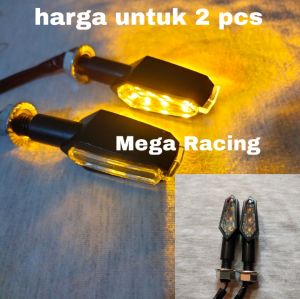 2 PCS LAMPU SEIN SEN MINI LED 2 SISI SEN MOTOR UNIVERSAL UNTUK SEMUA MOTOR WARNA KUNING