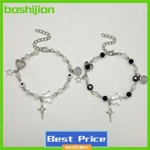 bashijian New Trendy Y2K Couple Bracelets For Women Girl Hollow Pentagram Guitar Pendant Beaded Bracelet Friends Jewelry Gift